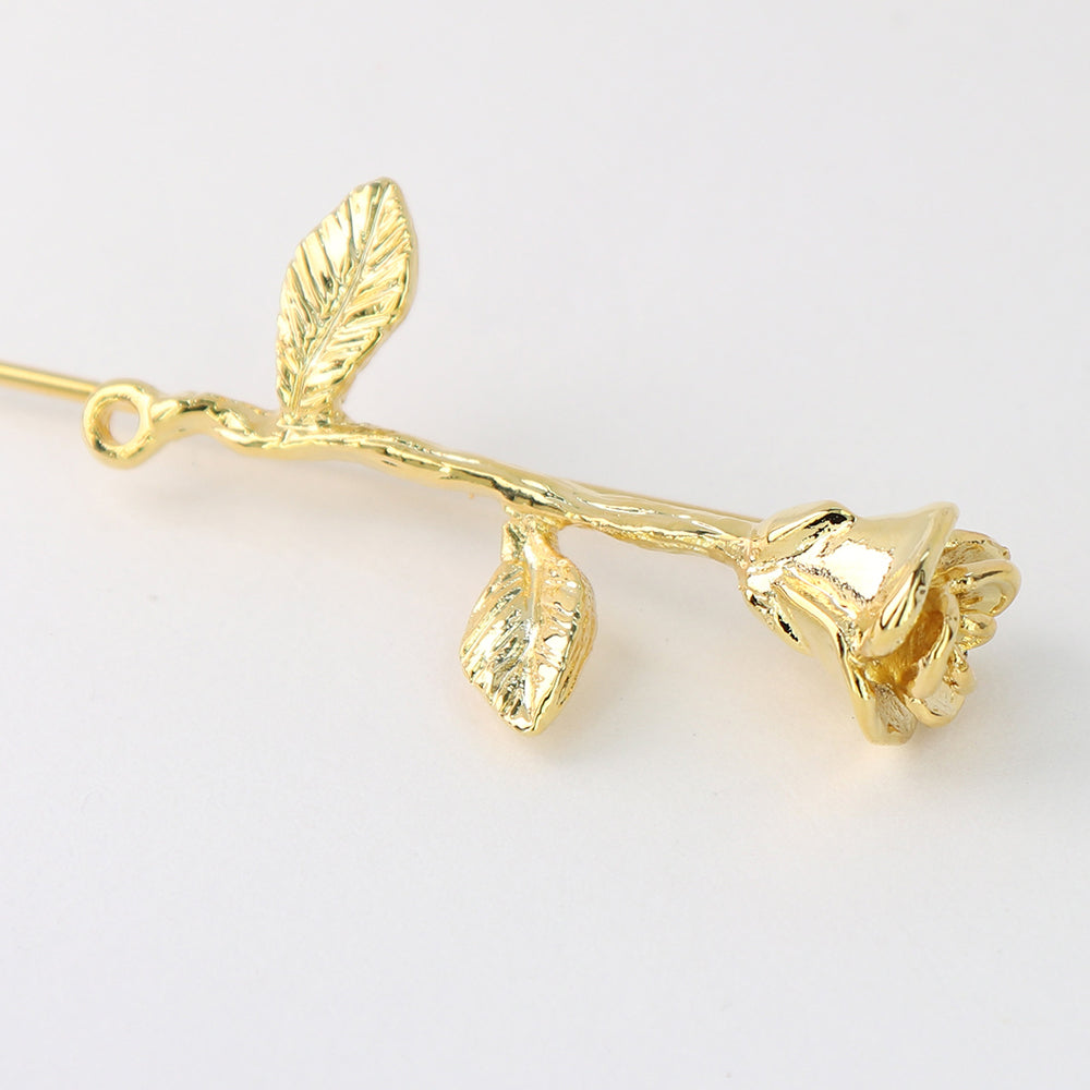 バラの花-ロングブローチ-ゴールド-おしゃれ-男女-カフリングス-エレガント-シンプル-人気-プレゼント-ギフト-入園式-入学式-成人式-カフス専門店