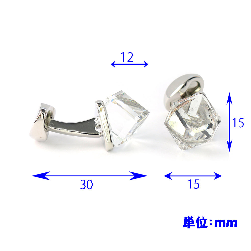 キラキラ輝く-大粒クリスタル-カフスボタン-シルバー-ジュエル系-男女-カフリングス-おしゃれ-かわいい-エレガント-結婚式-シンプル-スーツ-人気-プレゼント-ギフト-入園式-入学式-成人式