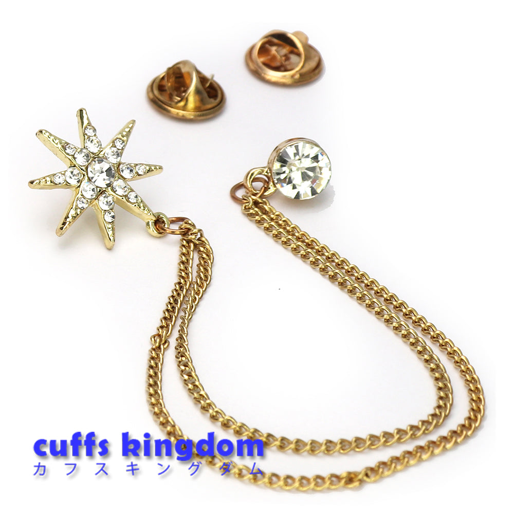 キラキラ 星 チェーン ピン スーツ アクセサリー ラベルピン ゴールド 男女 おしゃれ エレガント プレゼント ギフト 大人気 個性 成人式 卒業式 結婚式 カフス専門店
