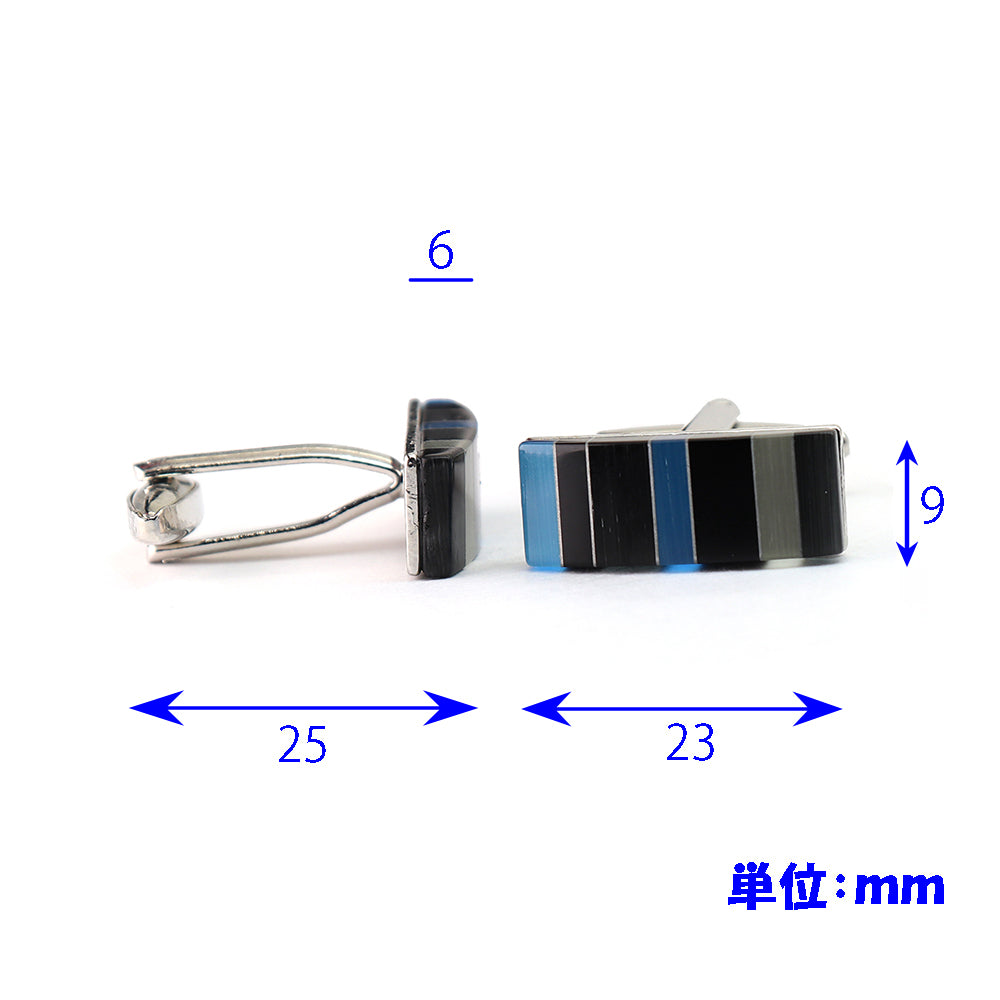 ストライプ カフスボタン スクエア型 ブルー/ブラック 男女 営業マン おしゃれ かわいい 結婚式 カジュアル シンプル スーツ 人気 プレゼント ギフト カフス専門店