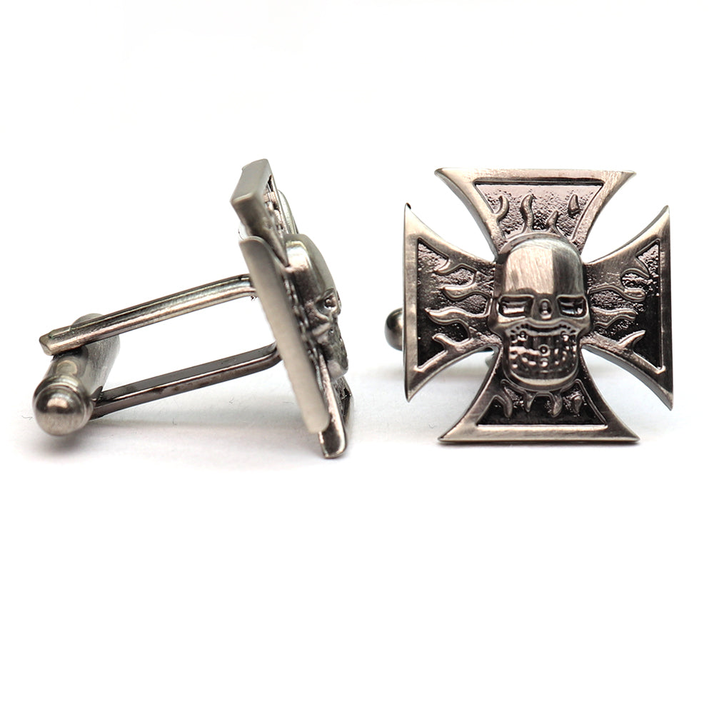 スカルとクロス カフスボタン シルバー 男女 営業マン おしゃれ 結婚式 カジュアル シンプル スーツ 人気 プレゼント ギフト 入園式 入学式 成人式 カフス専門店