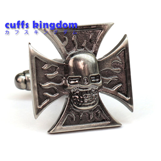 スカルとクロス カフスボタン シルバー 男女 営業マン おしゃれ 結婚式 カジュアル シンプル スーツ 人気 プレゼント ギフト 入園式 入学式 成人式 カフス専門店