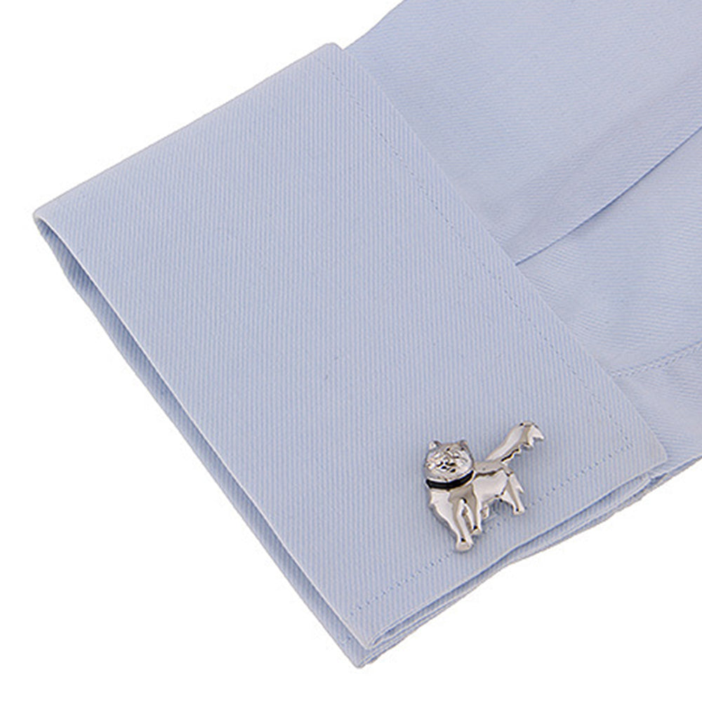 こちらを見つめる ネコ 猫 カフスボタン 動物 キュート アニマル系 ユニーク 男女 カジュアル プレゼント ギフト おしゃれ かわいい 結婚式 カフス専門店