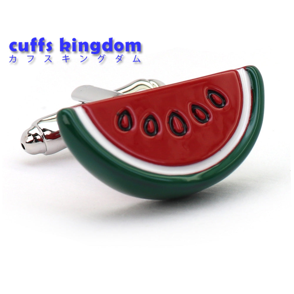 夏だ☆ すいか カフスボタン おもしろ系 ユニーク 個性 男女 キュート 食べ物 果物 かわいい カジュアル 人気 結婚式 プレゼント ギフト カフス専門店