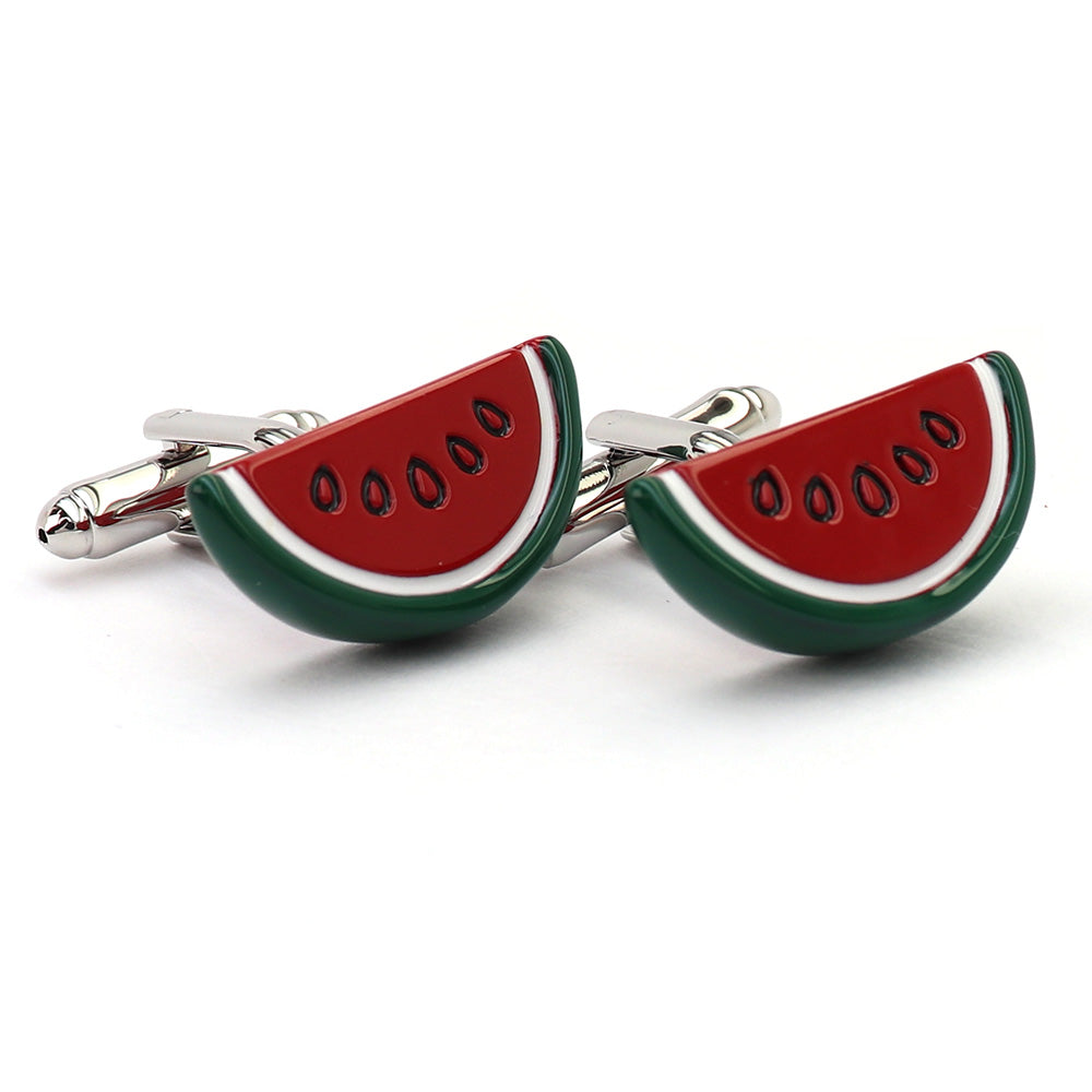 夏だ☆ すいか カフスボタン おもしろ系 ユニーク 個性 男女 キュート 食べ物 果物 かわいい カジュアル 人気 結婚式 プレゼント ギフト カフス専門店