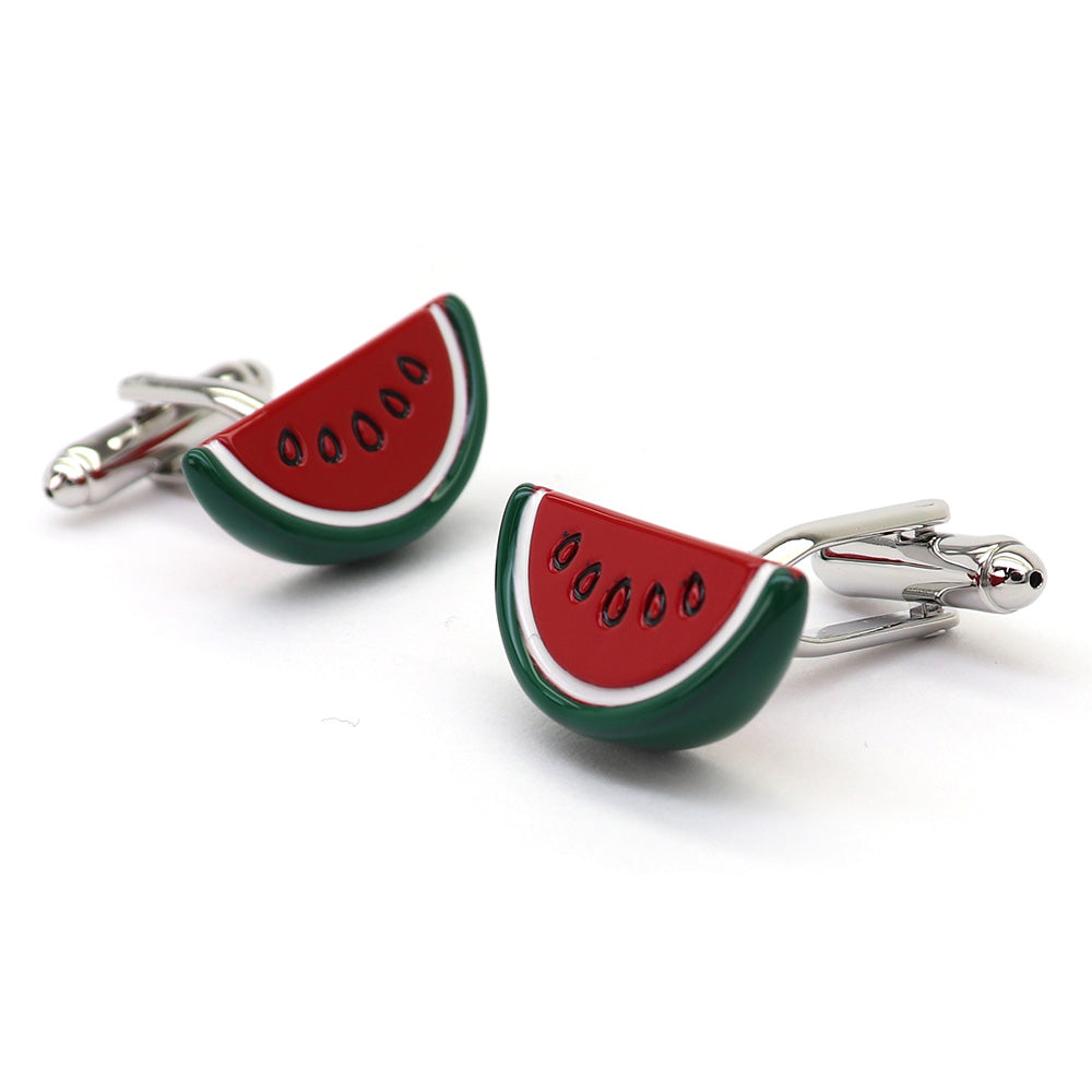 夏だ☆ すいか カフスボタン おもしろ系 ユニーク 個性 男女 キュート 食べ物 果物 かわいい カジュアル 人気 結婚式 プレゼント ギフト カフス専門店