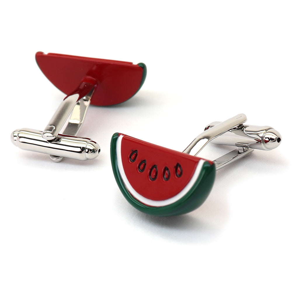 夏だ☆ すいか カフスボタン おもしろ系 ユニーク 個性 男女 キュート 食べ物 果物 かわいい カジュアル 人気 結婚式 プレゼント ギフト カフス専門店