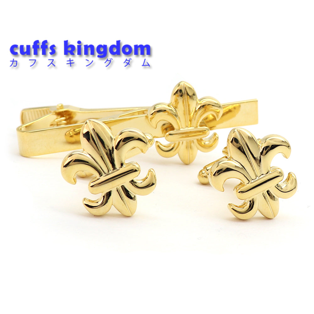 ユリ モチーフ カフス タイピン セット ゴールド おしゃれ 男女 エレガント スーツ プレゼント ギフト 大人気 成人式 卒業式 結婚式 カフス専門店