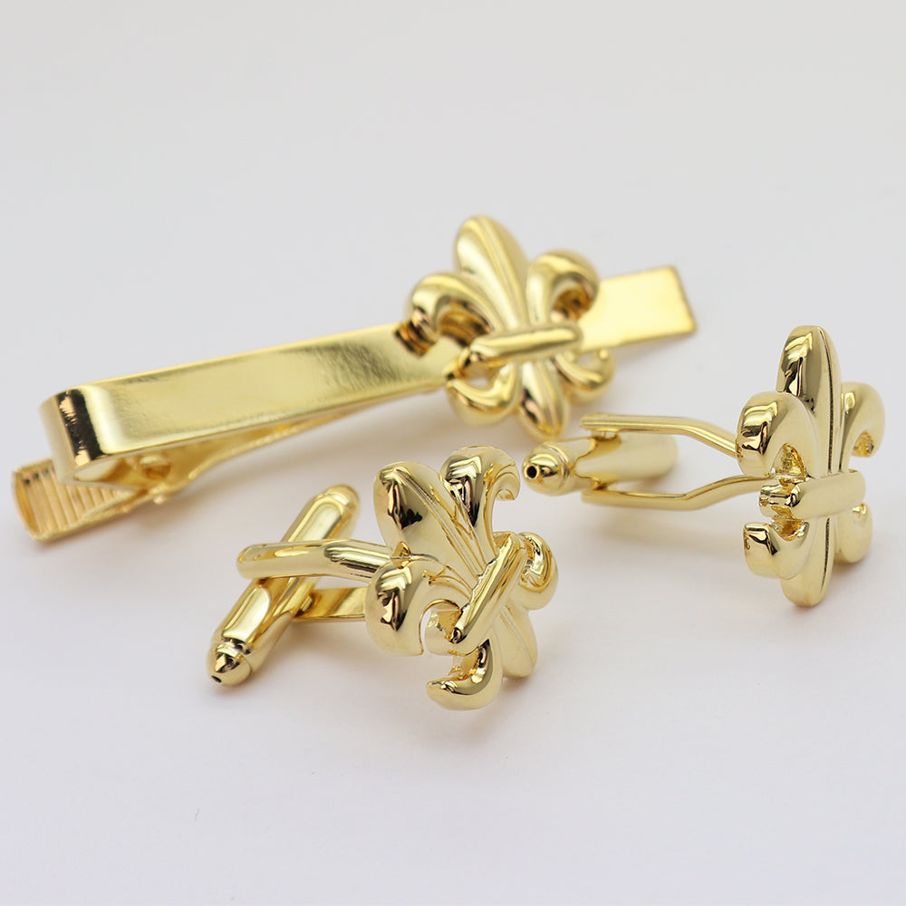 ユリ モチーフ カフス タイピン セット ゴールド おしゃれ 男女 エレガント スーツ プレゼント ギフト 大人気 成人式 卒業式 結婚式 カフス専門店