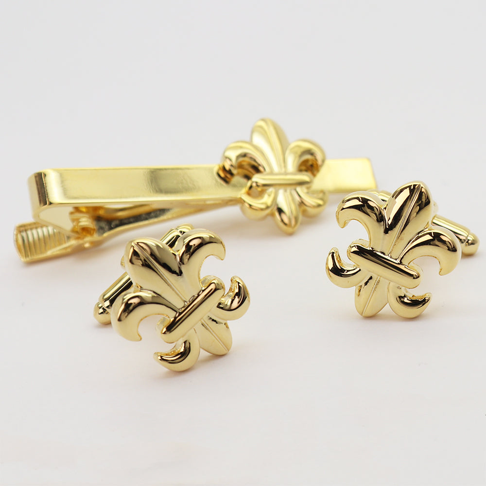 ユリ モチーフ カフス タイピン セット ゴールド おしゃれ 男女 エレガント スーツ プレゼント ギフト 大人気 成人式 卒業式 結婚式 カフス専門店
