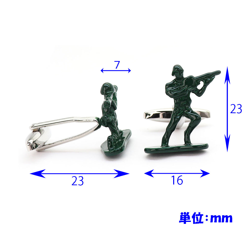 グリーン 兵隊さん アシンメトリー カフスボタン 営業マン 元気 男女 スーツ プレゼント 大人気 やる気満々 卒業式 成人式 結婚式 カフス専門店