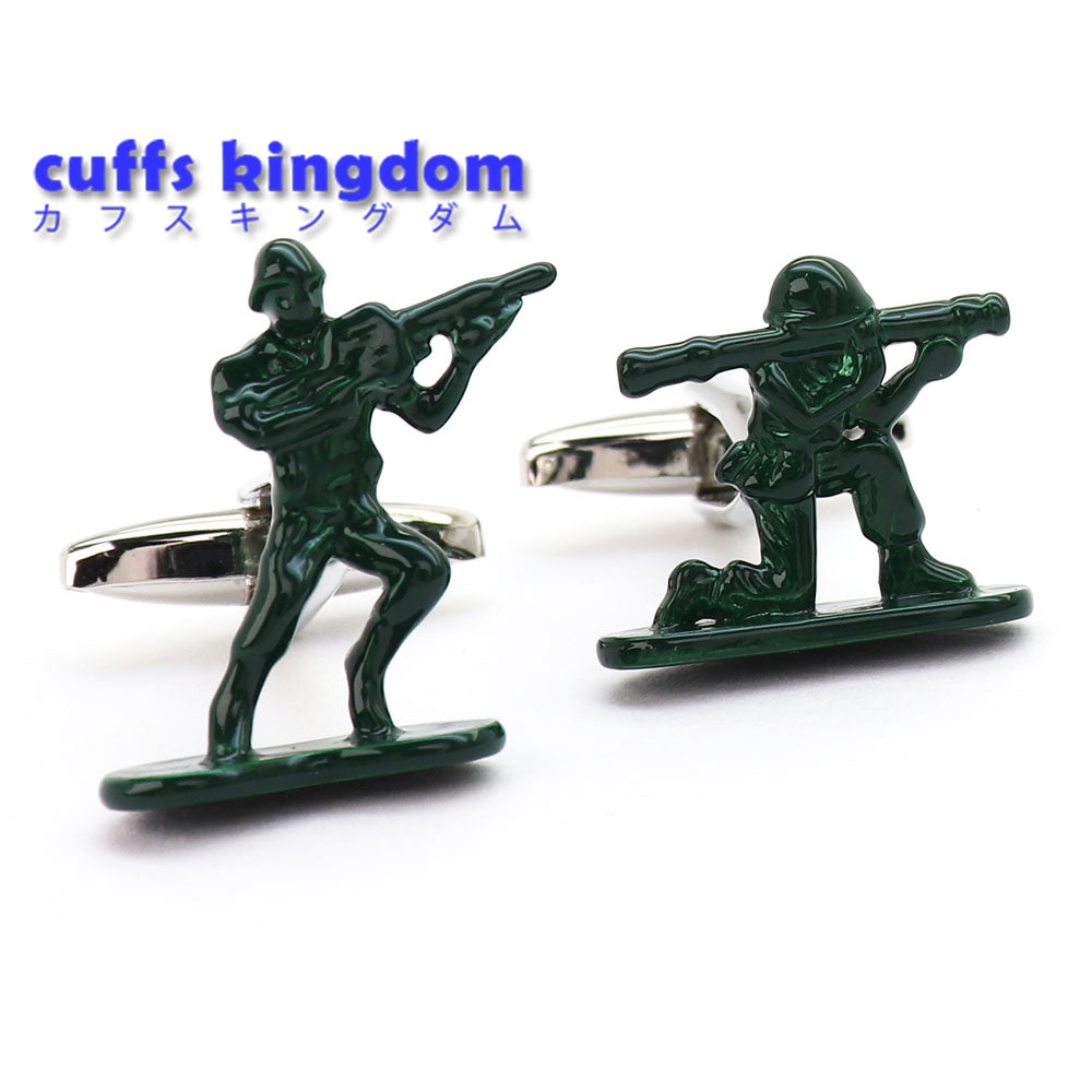 グリーン 兵隊さん アシンメトリー カフスボタン 営業マン 元気 男女 スーツ プレゼント 大人気 やる気満々 卒業式 成人式 結婚式 カフス専門店
