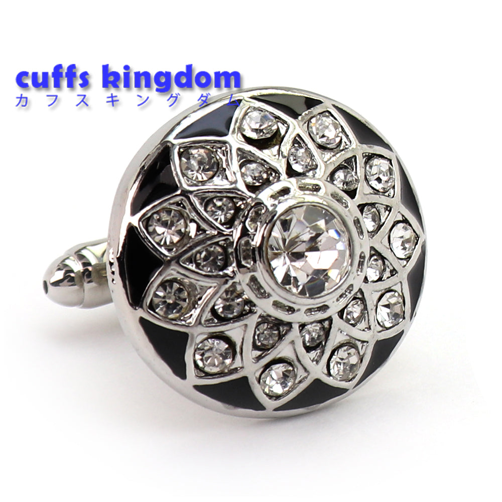お花型 クリスタルが輝く カフスボタン ジュエル エレガント 営業マン おしゃれ ラグジュアリー 結婚式 スーツ 人気 プレゼント ギフト カフス専門店