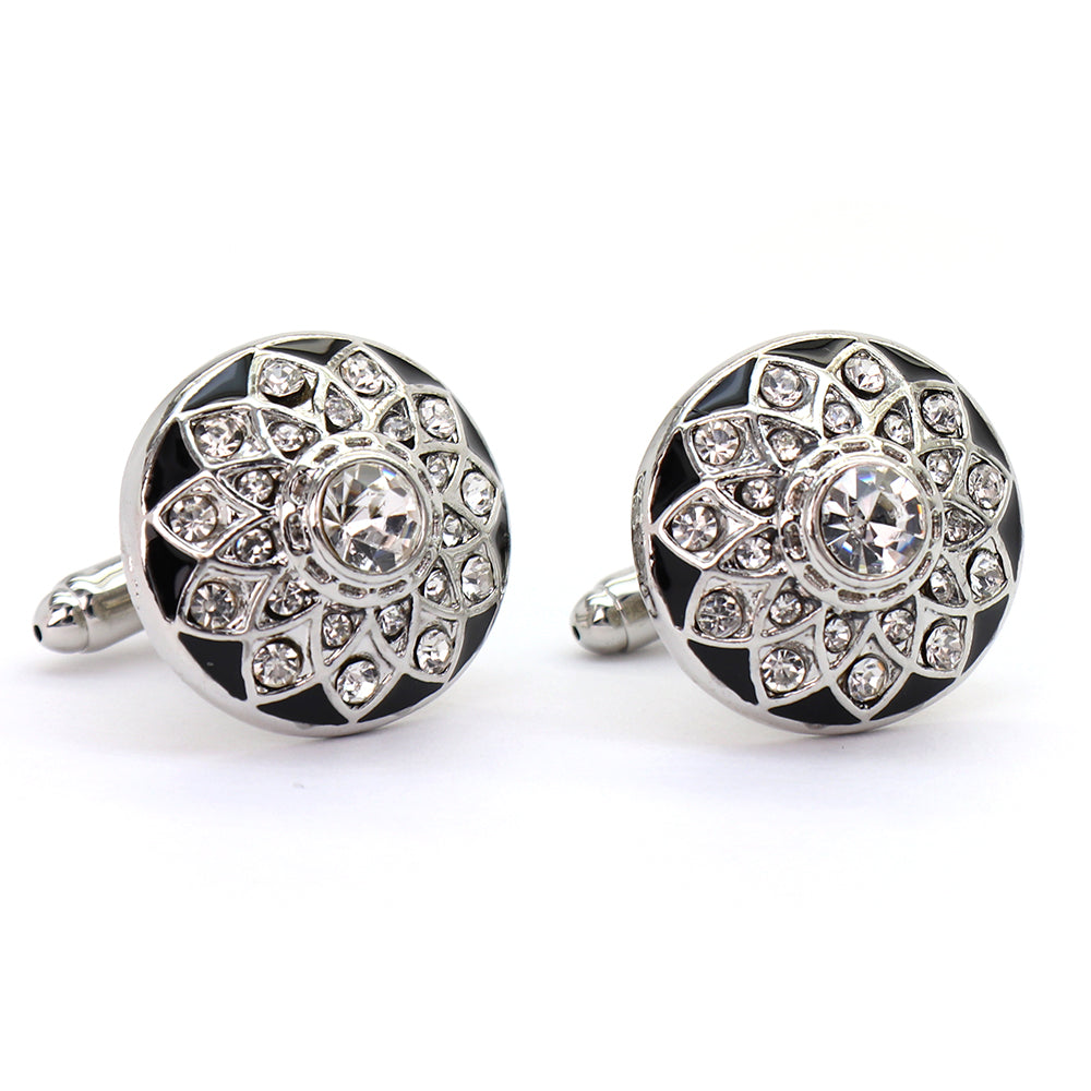 お花型 クリスタルが輝く カフスボタン ジュエル エレガント 営業マン おしゃれ ラグジュアリー 結婚式 スーツ 人気 プレゼント ギフト カフス専門店