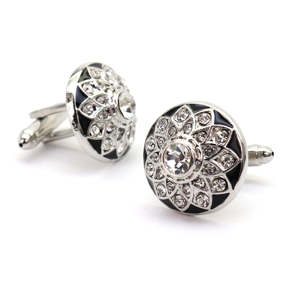 お花型 クリスタルが輝く カフスボタン ジュエル エレガント 営業マン おしゃれ ラグジュアリー 結婚式 スーツ 人気 プレゼント ギフト カフス専門店