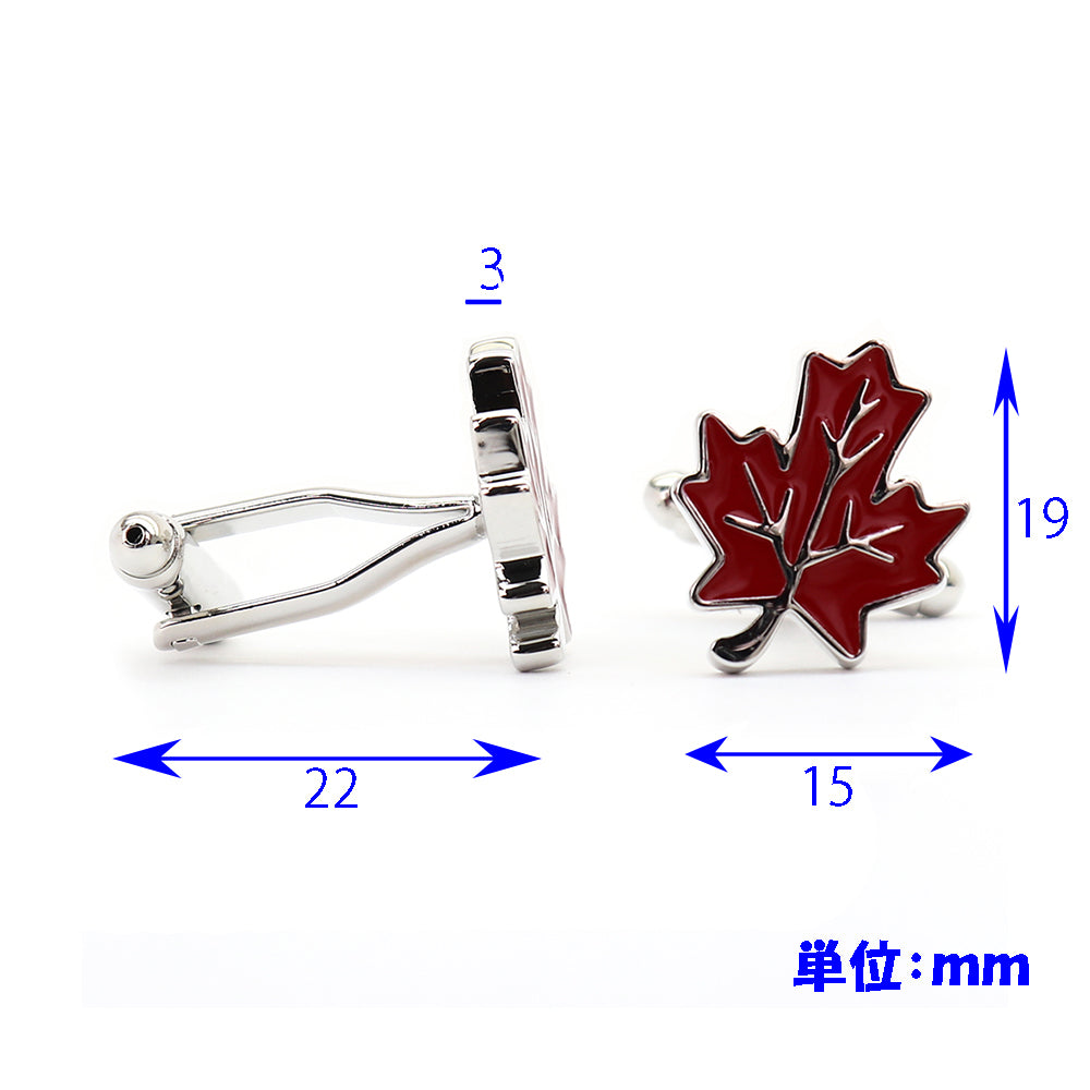 葉 カエデ カフスボタン【赤】男女 カフリングス 営業マン 個性 スーツ 人気 おしゃれ かわいい プレゼント ギフト カフス専門店