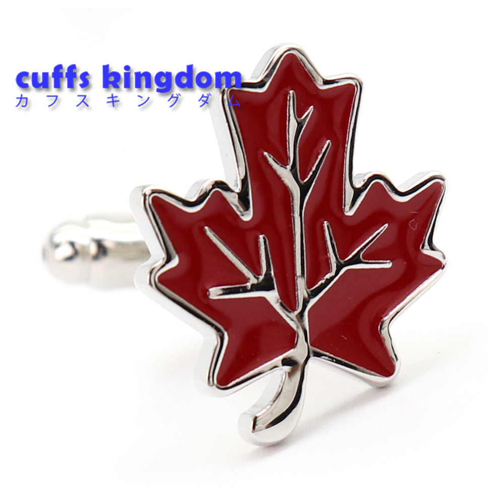葉 カエデ カフスボタン【赤】男女 カフリングス 営業マン 個性 スーツ 人気 おしゃれ かわいい プレゼント ギフト カフス専門店