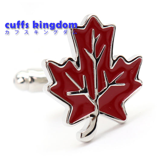 葉 カエデ カフスボタン【赤】男女 カフリングス 営業マン 個性 スーツ 人気 おしゃれ かわいい プレゼント ギフト カフス専門店