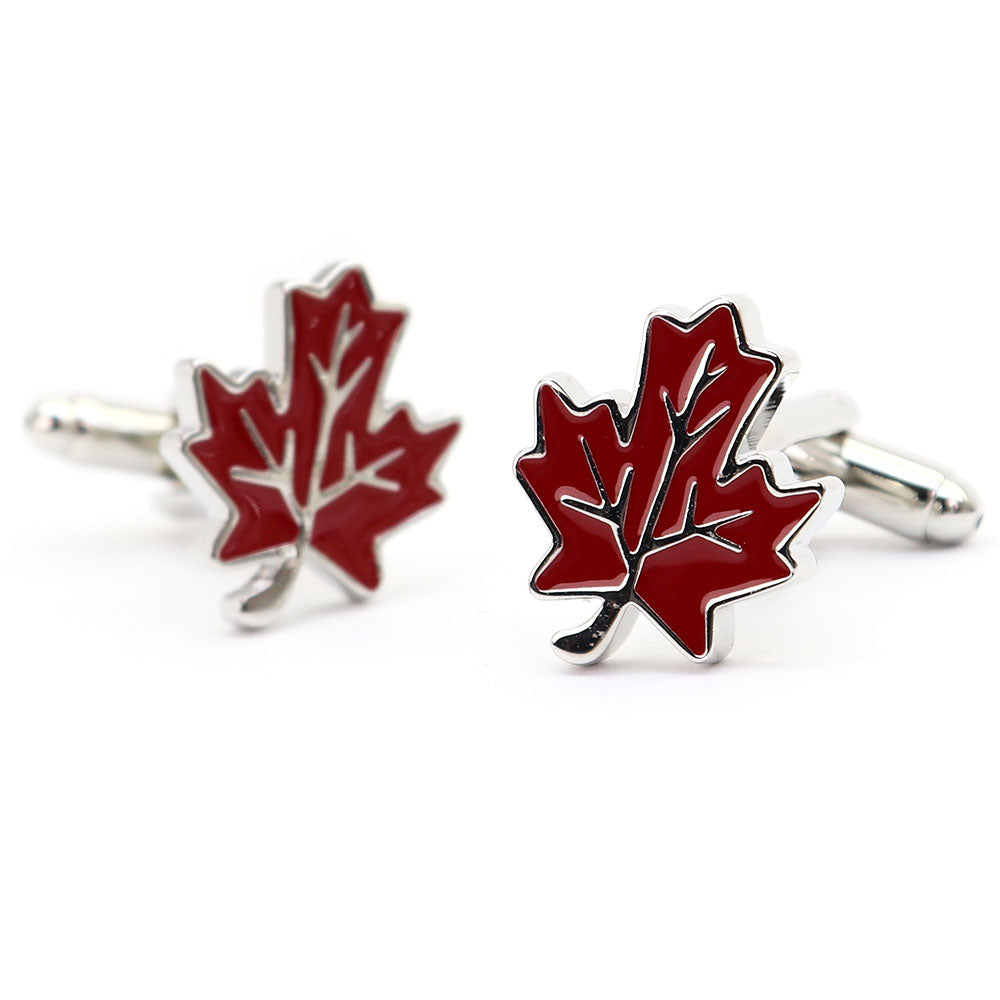 葉 カエデ カフスボタン【赤】男女 カフリングス 営業マン 個性 スーツ 人気 おしゃれ かわいい プレゼント ギフト カフス専門店