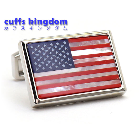 アメリカ 国旗 カフスボタン カラフル ホワイトシェル 輝く 男女 プレゼント ギフト お礼 可愛い 結婚式 父の日 人気 カフス専門店
