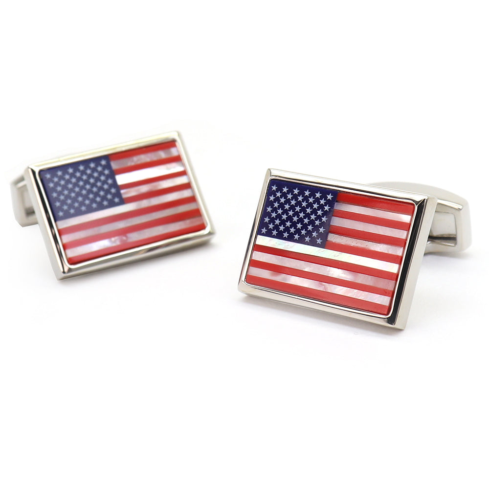 アメリカ 国旗 カフスボタン カラフル ホワイトシェル 輝く 男女 プレゼント ギフト お礼 可愛い 結婚式 父の日 人気 カフス専門店