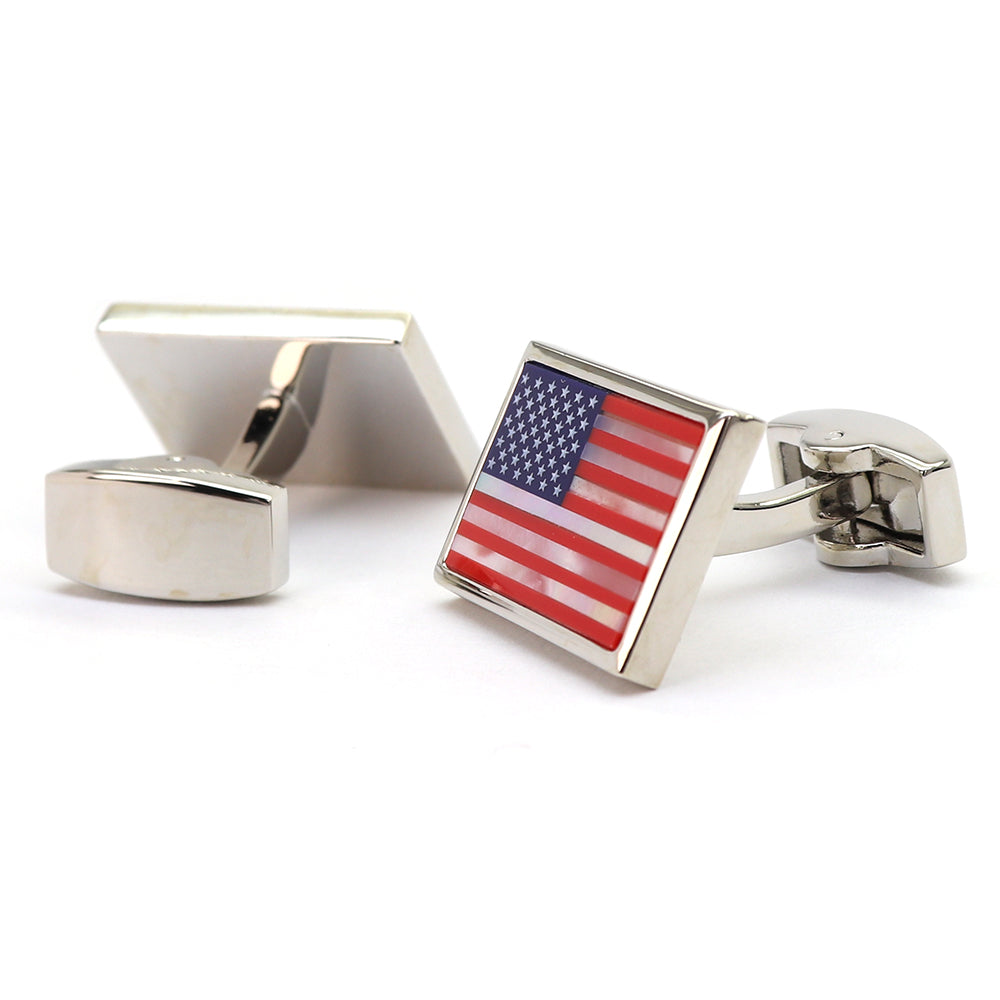 アメリカ 国旗 カフスボタン カラフル ホワイトシェル 輝く 男女 プレゼント ギフト お礼 可愛い 結婚式 父の日 人気 カフス専門店