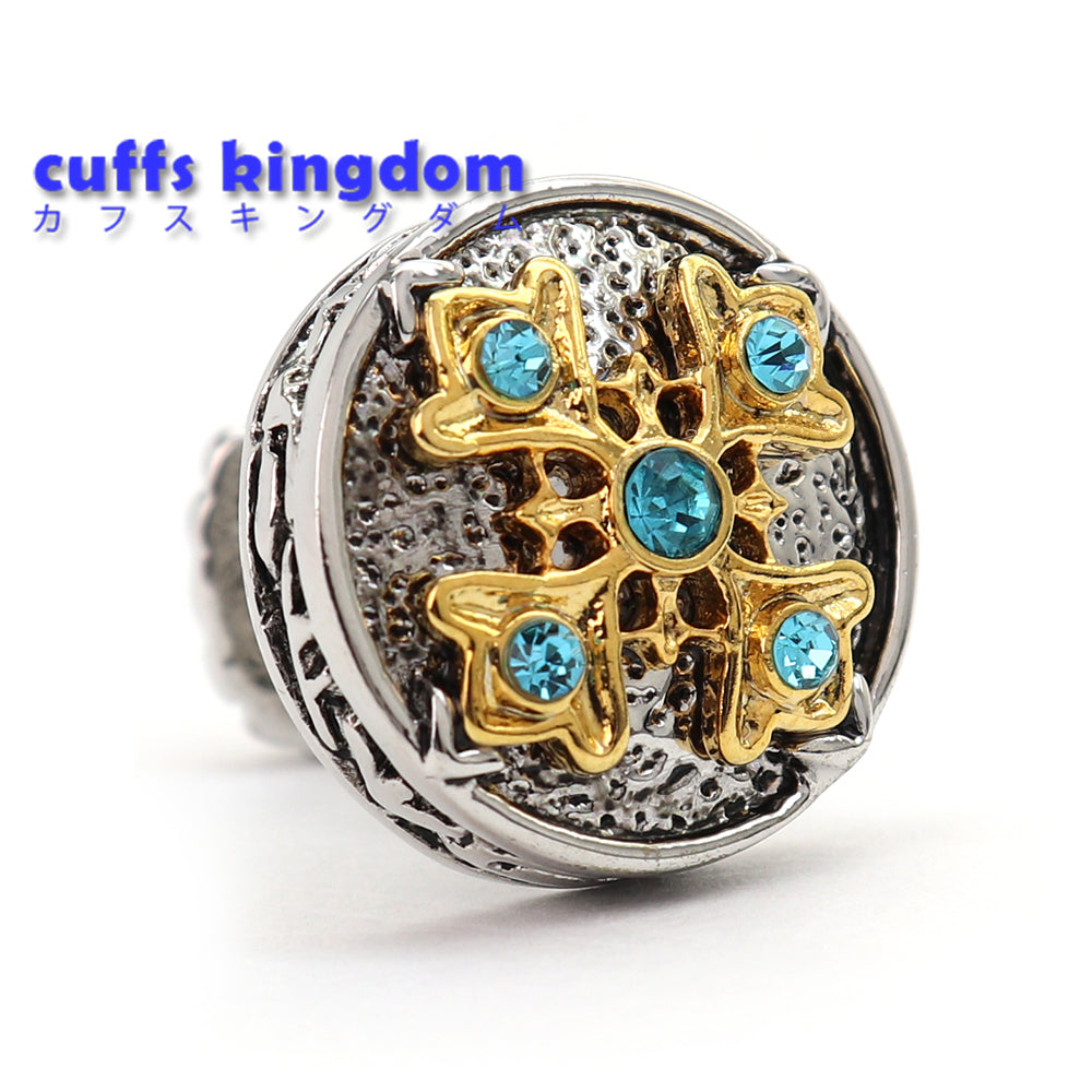 ブルーがアクセント ラウンド カフスボタン レトロ 男女 営業マン 個性 スーツ 人気 エレガント おしゃれ かわいい プレゼント ギフト カフス専門店