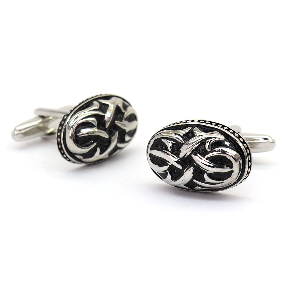 シルバー模様 カフスボタン ブラック かっこいい 営業マン 個性 スーツ 人気 おしゃれ カジュアル プレゼント ギフト 入園式 入学式 成人式 カフス専門店