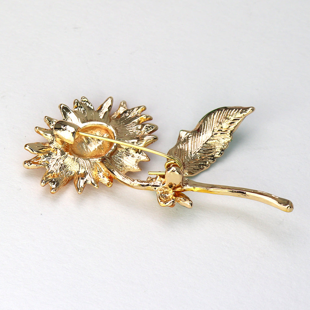 ひまわり ブローチ イエロー レディース メンズ 花 結婚式 オフィス ブローチ ピン プレゼント 贈り物 おしゃれ エレガント カフス専門店
