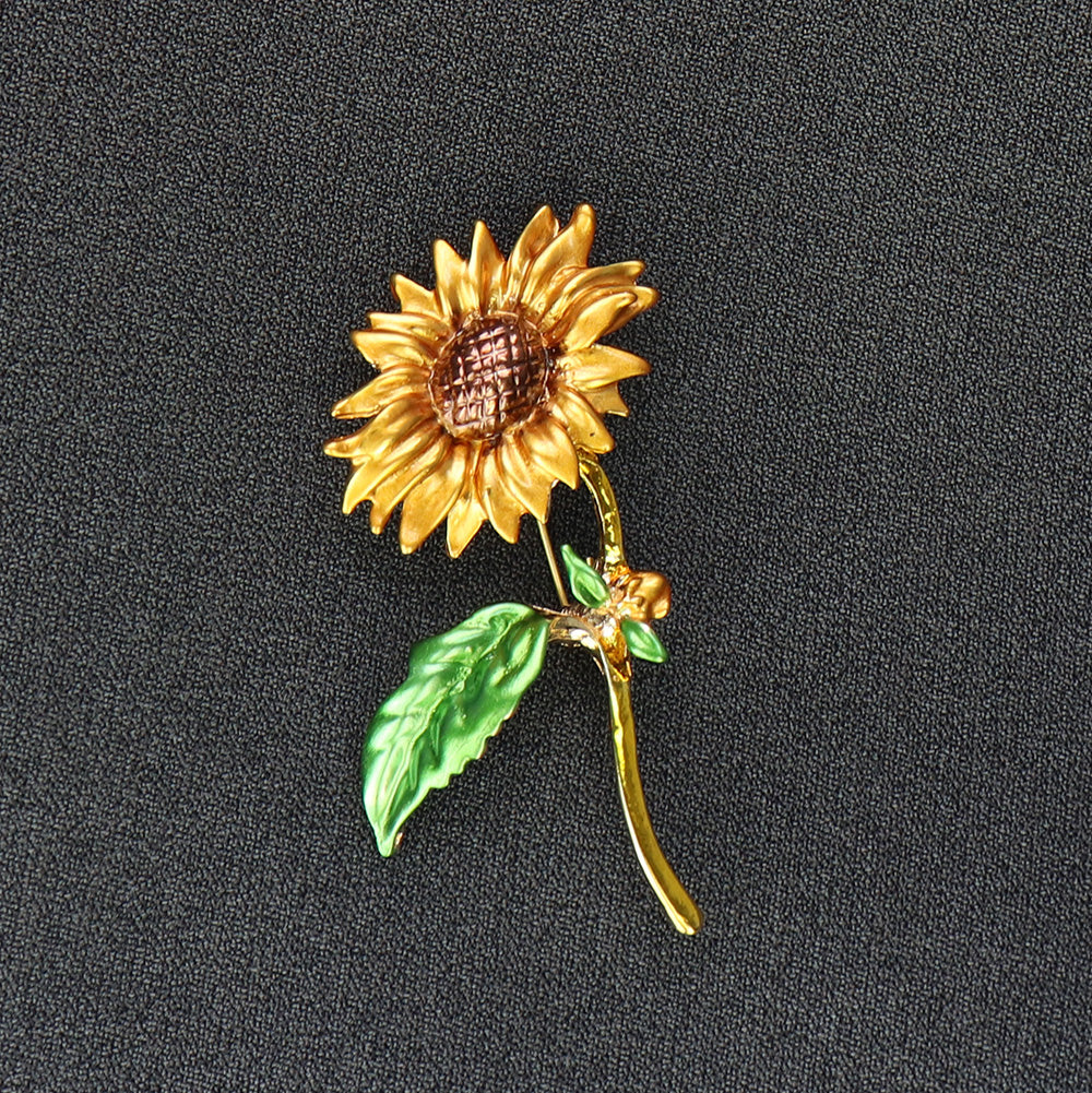 ひまわり ブローチ イエロー レディース メンズ 花 結婚式 オフィス ブローチ ピン プレゼント 贈り物 おしゃれ エレガント カフス専門店