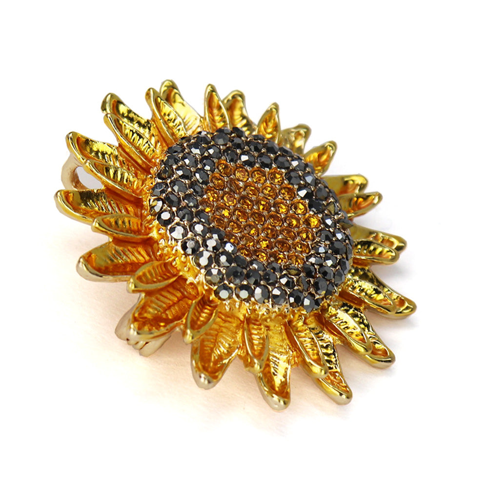 キラキラ ひまわり ブローチ イエロー レディース メンズ 花 結婚式 オフィス ブローチ ピン プレゼント 贈り物 おしゃれ エレガント カフス専門店