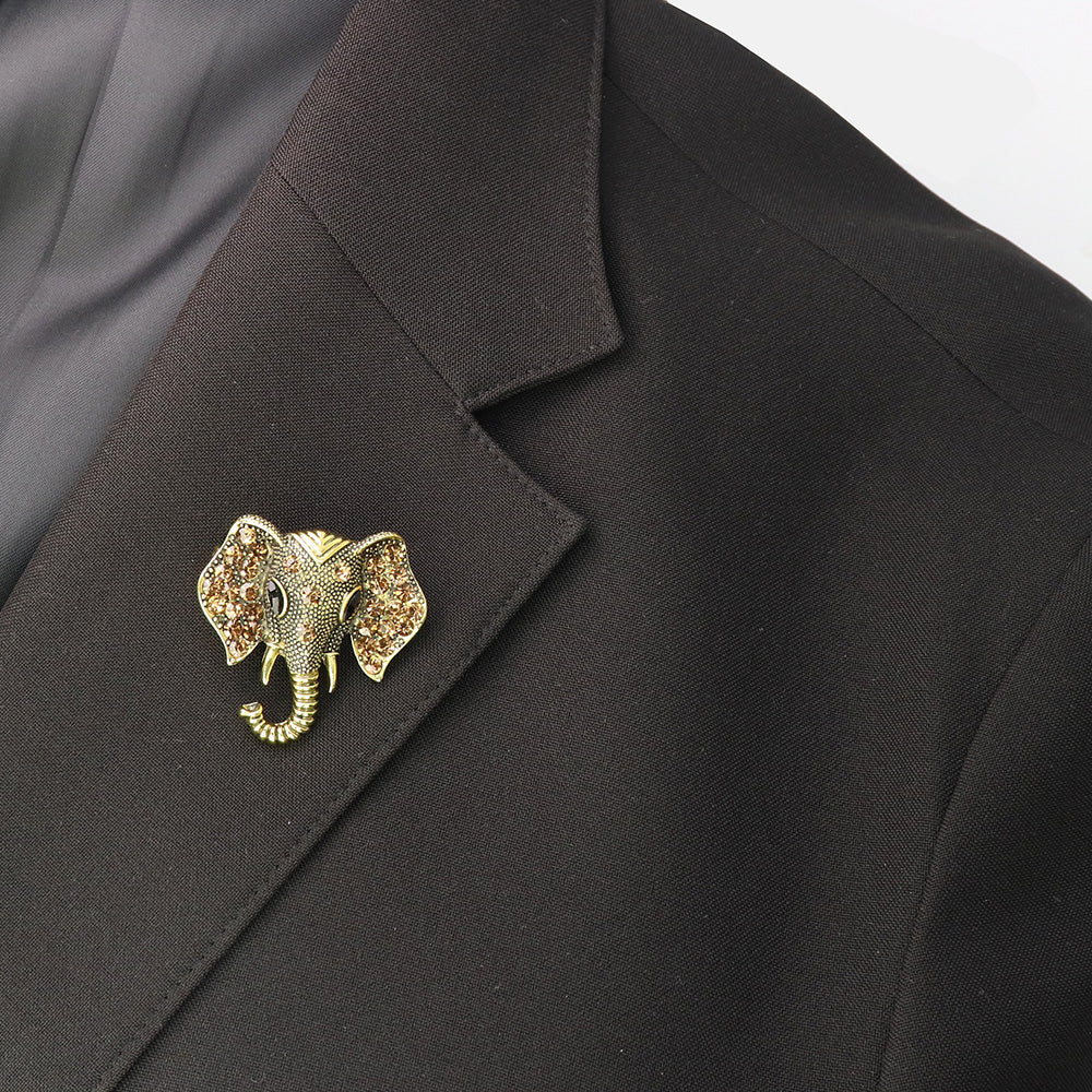 きらびやか-ゾウ-ブローチ-ゴールド-ファッション-ブローチピン-可愛い-おしゃれ-アクセサリー-プレゼント-贈り物-メンズ-レディース-子供-ジュエリー-カフス専門店