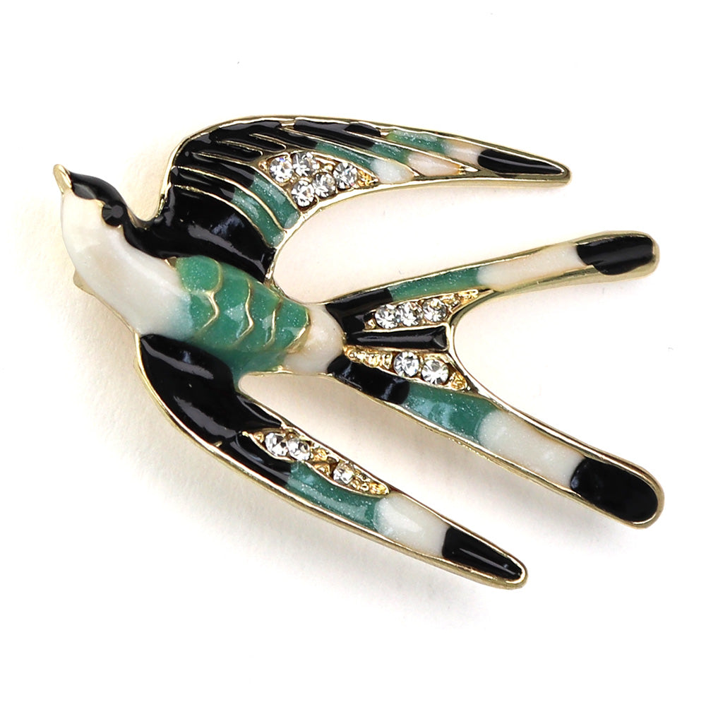 ツバメ-ブローチ-黒-緑-ファッション-ブローチピン-エレガント-可愛い-おしゃれ-アクセサリー-プレゼント-贈り物-メンズ-レディース-子供-ジュエリー-カフス専門店