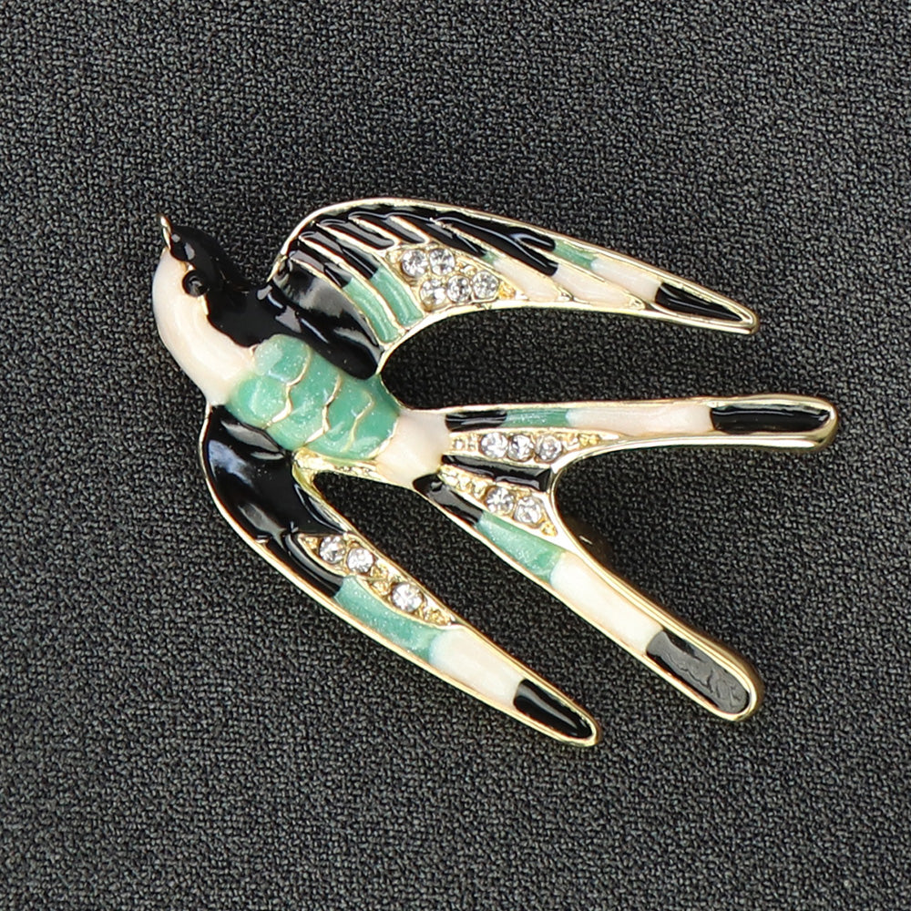 ツバメ-ブローチ-黒-緑-ファッション-ブローチピン-エレガント-可愛い-おしゃれ-アクセサリー-プレゼント-贈り物-メンズ-レディース-子供-ジュエリー-カフス専門店