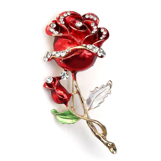 ラインストーン輝く-バラ-ブローチ-レッド-レディース-メンズ-花-結婚式-オフィス-ブローチ-ピン-プレゼント-贈り物-おしゃれ-エレガント-カフス専門店