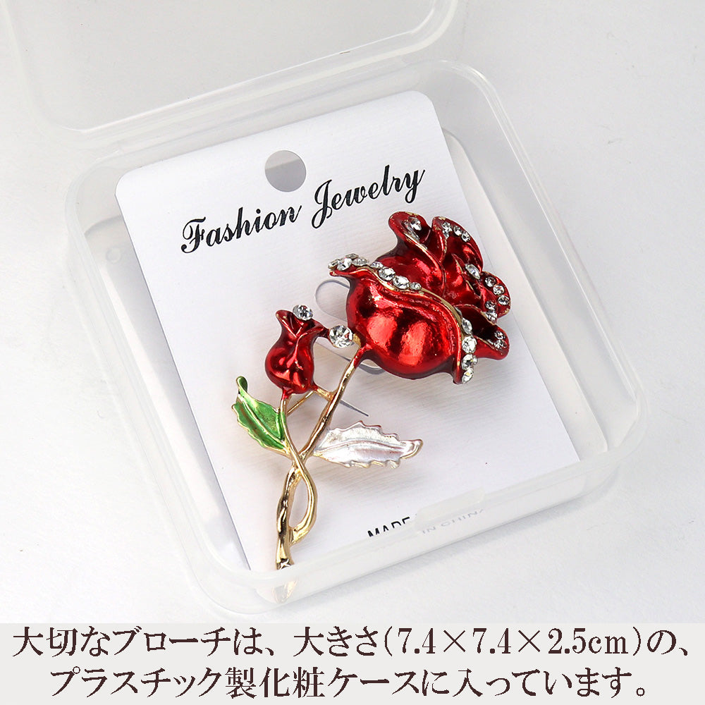 ラインストーン輝く-バラ-ブローチ-レッド-レディース-メンズ-花-結婚式-オフィス-ブローチ-ピン-プレゼント-贈り物-おしゃれ-エレガント-カフス専門店