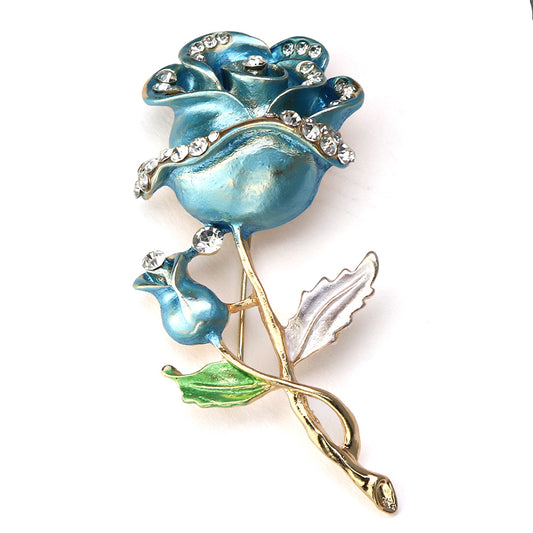 ラインストーン輝く-バラ-ブローチ-ブルー-レディース-メンズ-花-結婚式-オフィス-ブローチ-ピン-プレゼント-贈り物-おしゃれ-エレガント-カフス専門店