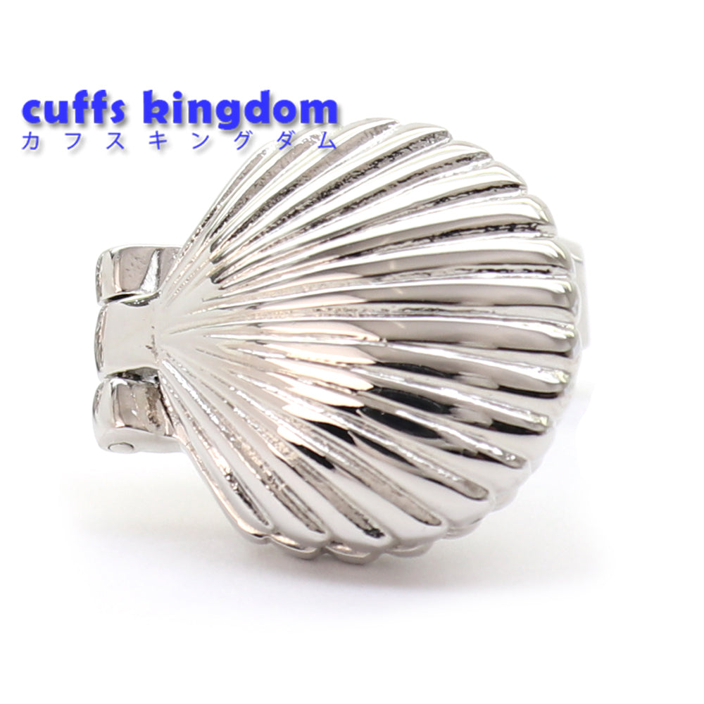 貝殻 カフスボタン 中には真珠が☆ シルバー 男女 おしゃれ エレガント プレゼント ギフト 大人気 個性 成人式 卒業式 結婚式 カフス専門店 開閉可能