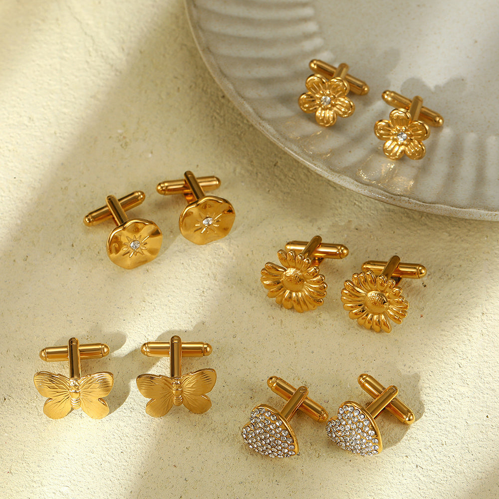 ゴールド カフスボタン お花 男女 営業マン おしゃれ かわいい エレガント 結婚式 スーツ 人気 プレゼント ギフト 入園式 入学式 成人式 カフス専門店