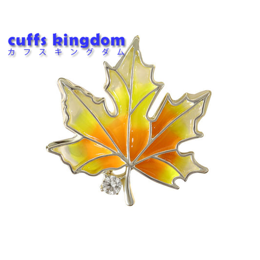 カエデの葉 メープルリーフ ブローチ イエロー グラデーションカラー ファッション コサージュ ピン エレガント 可愛い おしゃれ アクセサリー プレゼント 贈り物 メンズ レディース 子供 ジュエリー カフス専門店