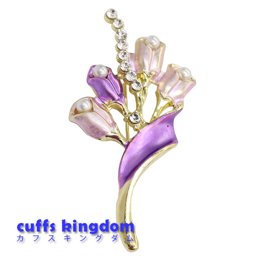 ブーケ ブローチ パープル 花 ファッション コサージュ ピン エレガント 可愛い おしゃれ アクセサリー プレゼント 贈り物 メンズ レディース 子供 ジュエリー カフス専門店