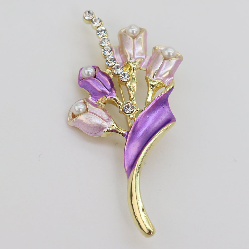 ブーケ ブローチ パープル 花 ファッション コサージュ ピン エレガント 可愛い おしゃれ アクセサリー プレゼント 贈り物 メンズ レディース 子供 ジュエリー カフス専門店