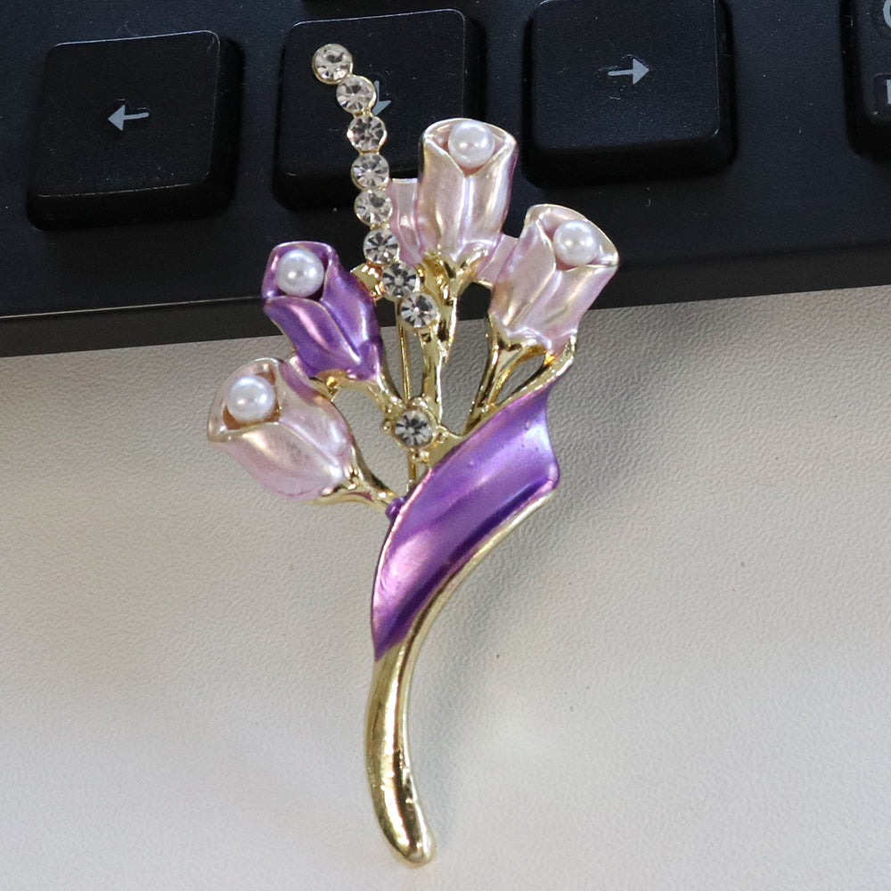 ブーケ ブローチ パープル 花 ファッション コサージュ ピン エレガント 可愛い おしゃれ アクセサリー プレゼント 贈り物 メンズ レディース 子供 ジュエリー カフス専門店