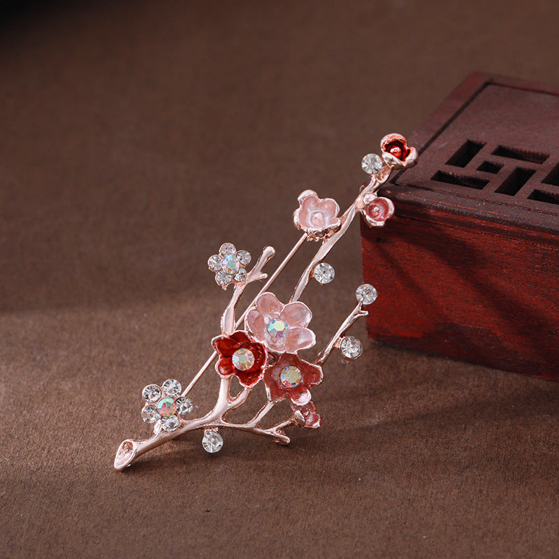 梅の花 ブローチ クリスタル レトロ ファッション コサージュ ピン エレガント 可愛い おしゃれ アクセサリー プレゼント 贈り物 メンズ レディース 子供 ジュエリー カフス専門店