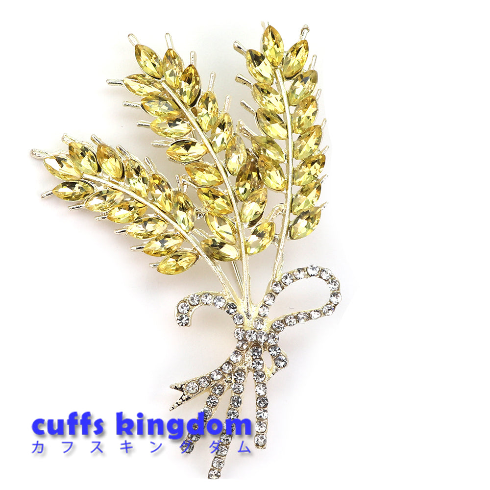 黄金色の小麦 ブローチ クリスタル ファッション コサージュ ピン エレガント 可愛い おしゃれ アクセサリー プレゼント 贈り物 メンズ レディース 子供 ジュエリー カフス専門店