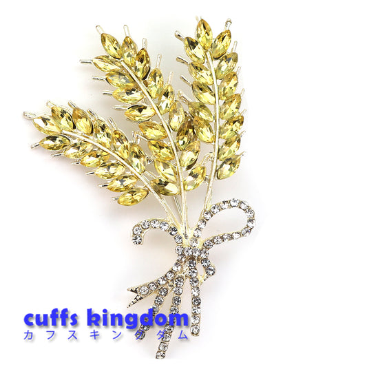 黄金色の小麦 ブローチ クリスタル ファッション コサージュ ピン エレガント 可愛い おしゃれ アクセサリー プレゼント 贈り物 メンズ レディース 子供 ジュエリー カフス専門店