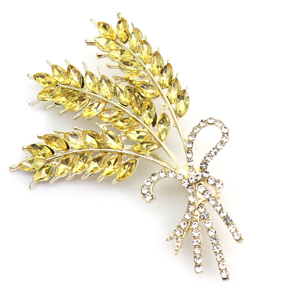 黄金色の小麦 ブローチ クリスタル ファッション コサージュ ピン エレガント 可愛い おしゃれ アクセサリー プレゼント 贈り物 メンズ レディース 子供 ジュエリー カフス専門店