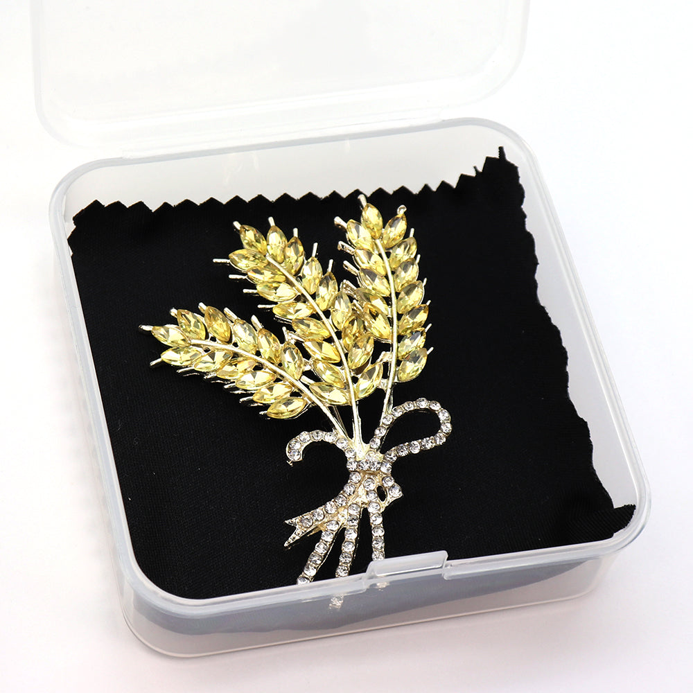 黄金色の小麦 ブローチ クリスタル ファッション コサージュ ピン エレガント 可愛い おしゃれ アクセサリー プレゼント 贈り物 メンズ レディース 子供 ジュエリー カフス専門店