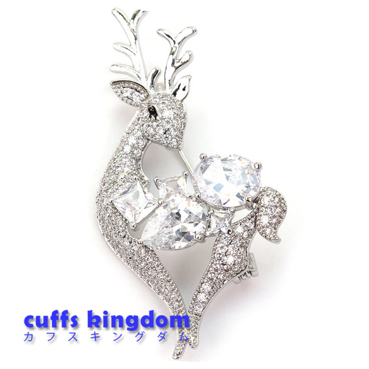 美しい鹿 ブローチ クリスタル ファッション コサージュ ピン エレガント 可愛い おしゃれ アクセサリー プレゼント 贈り物 メンズ レディース 子供 ジュエリー カフス専門店