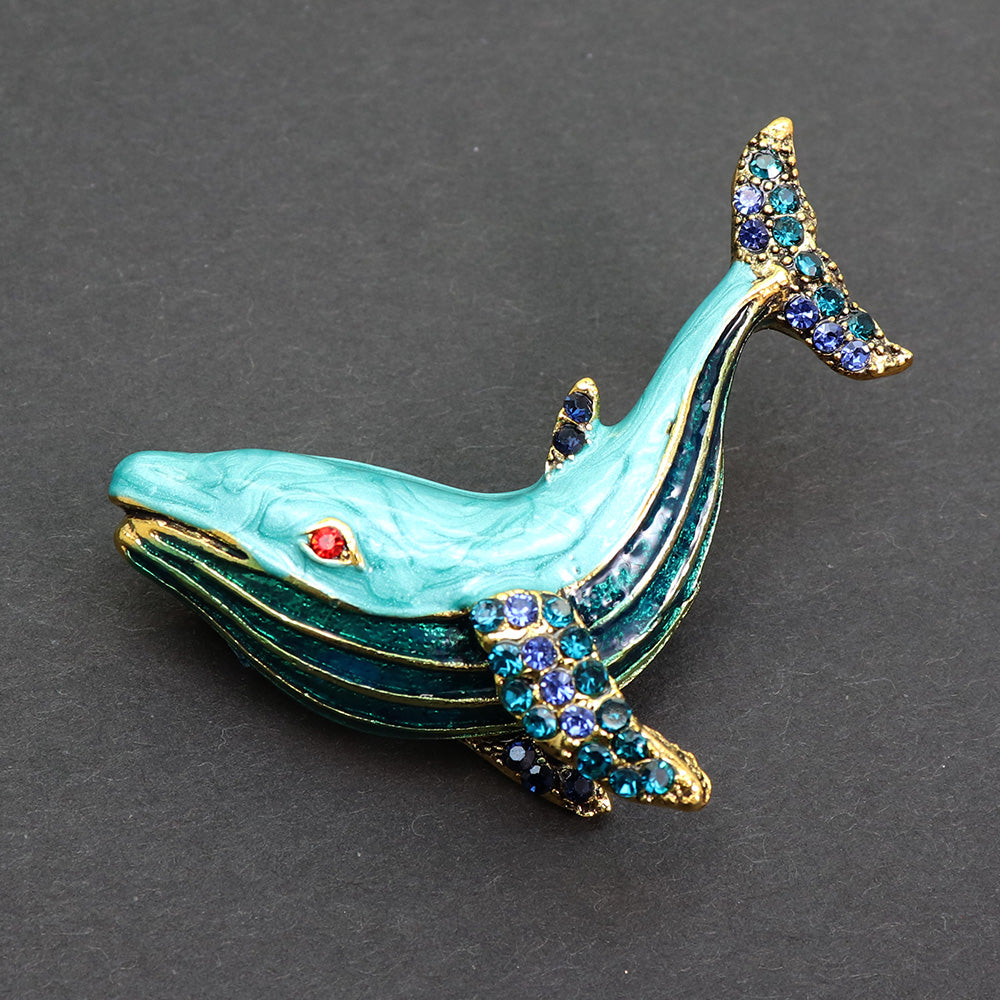 【送料無料】ブルー クジラ ブローチ ファッション 2WAY ペンダント コサージュ ピン エレガント 可愛い おしゃれ アクセサリー プレゼント 贈り物 メンズ レディース 子供 ジュエリーカフス専門店
